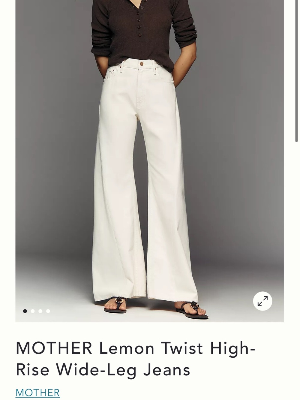 Mother Lemon Twist high rise wide leg in Natural. New!